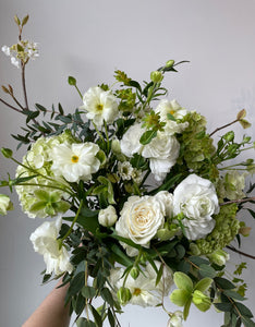 Bouquet tones of white and soft green