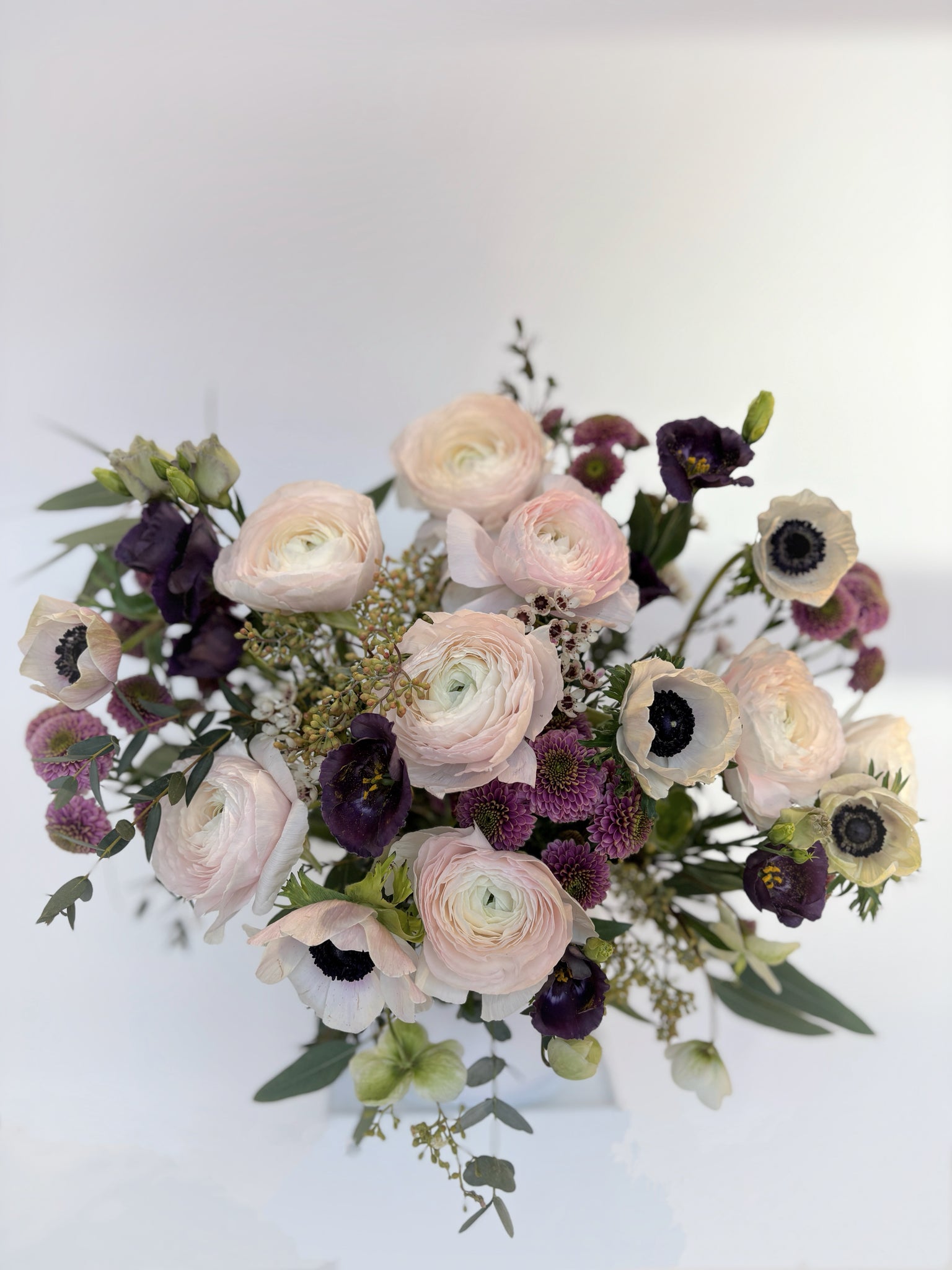 Bouquet tons de mauve et blanc